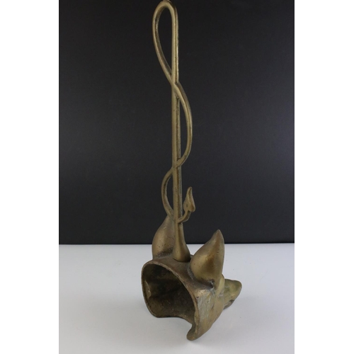 48 - Brass Fox Head and Whip Doorstop, 41cms high