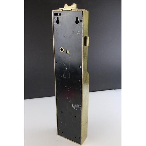 52 - Early 20th century Brass ' ETAS ' no. 16 Penny in the slot Lavatory Lock, with key, 47cms high