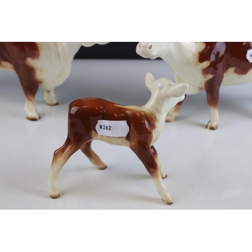 6 - Beswick Hereford Family including Hereford Bull, model 949, Cow, model 899 and Calf, model 901b