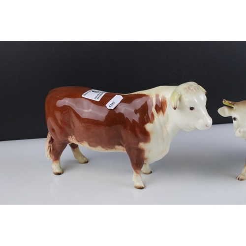 6 - Beswick Hereford Family including Hereford Bull, model 949, Cow, model 899 and Calf, model 901b