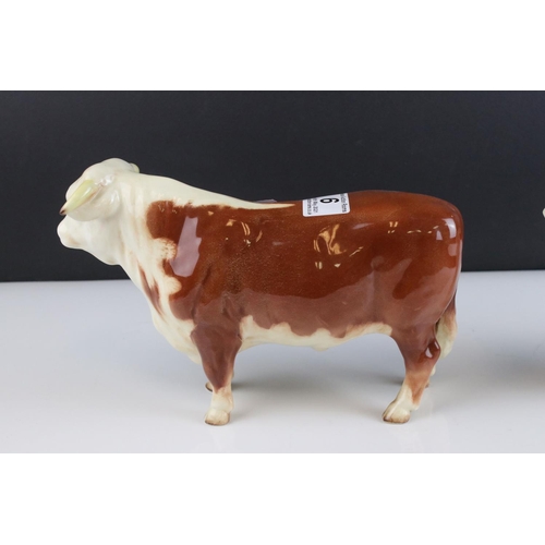 6 - Beswick Hereford Family including Hereford Bull, model 949, Cow, model 899 and Calf, model 901b