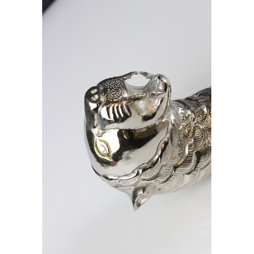 72 - Ceremonial style staff with white metal tiger's head handle