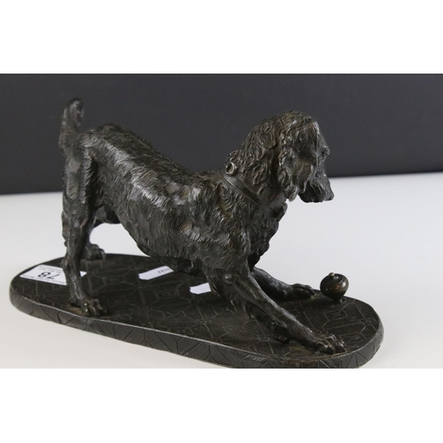 78 - Spelter Model of a Collie Dog playing with a Spinning Top, 27cms long.
Part of an extensive collecti... 