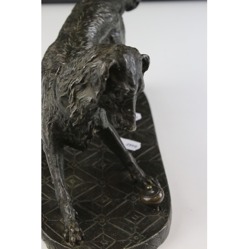 78 - Spelter Model of a Collie Dog playing with a Spinning Top, 27cms long.
Part of an extensive collecti... 