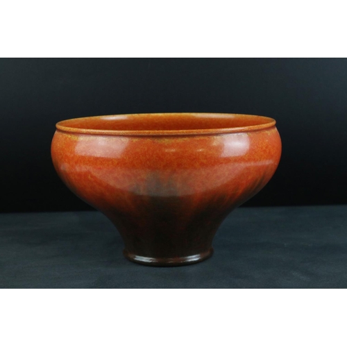 8 - Pilkington's Royal Lancastrian Mottle Orange Glazed Bowl, shaped number 2469, 13cms high