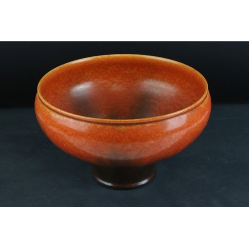 8 - Pilkington's Royal Lancastrian Mottle Orange Glazed Bowl, shaped number 2469, 13cms high