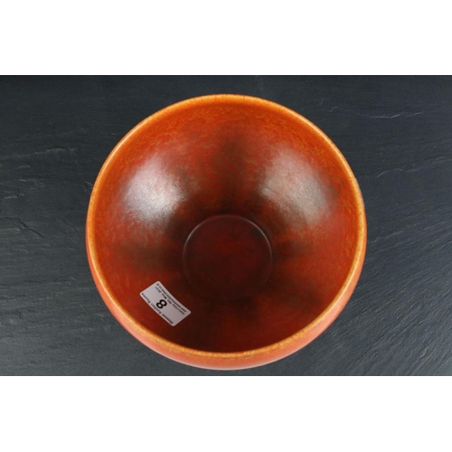 8 - Pilkington's Royal Lancastrian Mottle Orange Glazed Bowl, shaped number 2469, 13cms high