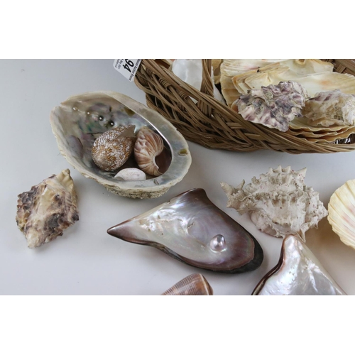 94 - Small Wicker Basket of Mixed Seashells