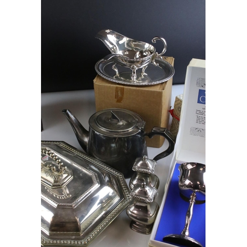 97 - Collection of Silver Plate and Metalware including Boxed Cavalier Plate items. Lidded Tureen, Boxed ... 