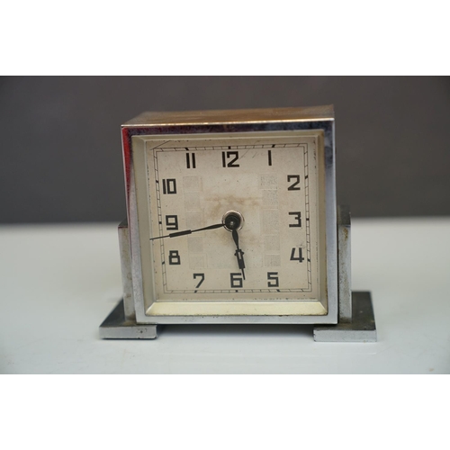 185 - Vintage Art Deco chrome clock