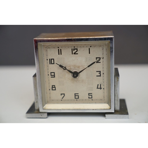 185 - Vintage Art Deco chrome clock