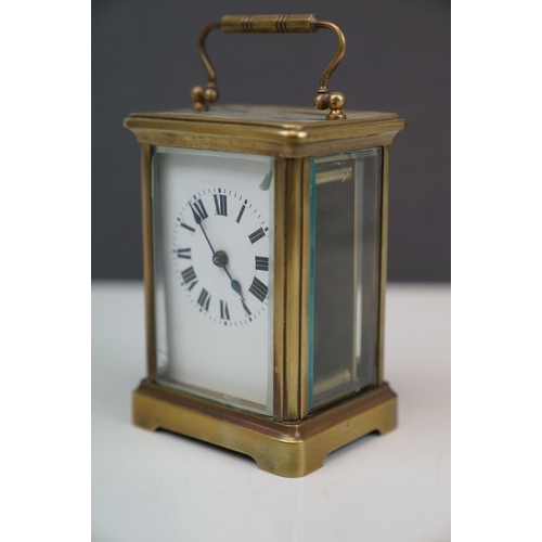 187 - French ceramic and brass 19th century carriage clock