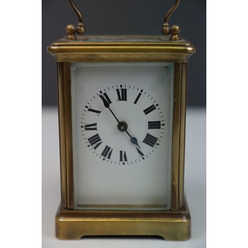 187 - French ceramic and brass 19th century carriage clock