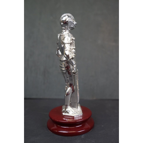 195 - A Argento 925 Silver marked figure of a Maltese Knight mounted to plinth.