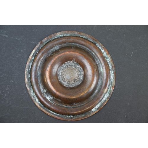 216 - Pair of trench art pin dishes with coins to centre