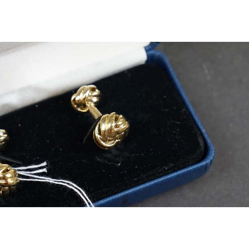 230 - Pair of gold plated knot cufflinks, stamped '18ct Gold Plated'