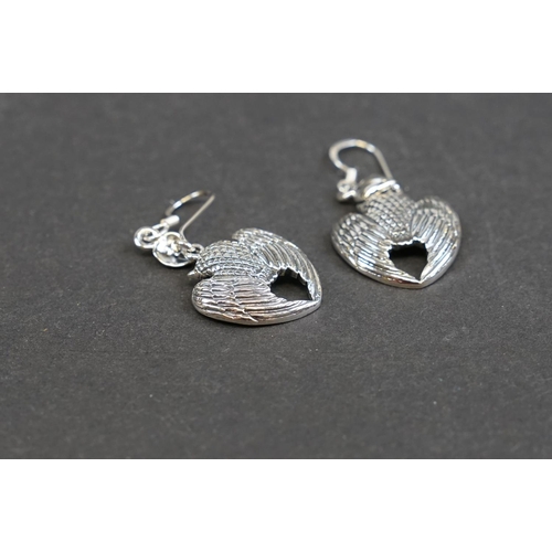 236 - Pair of silver flying owl earrings, stamped 925