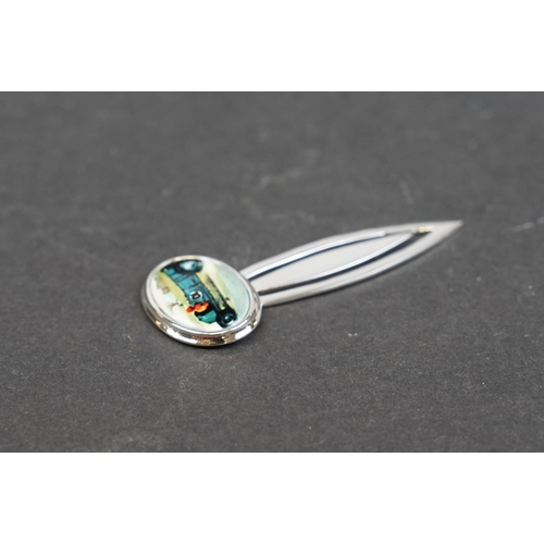 242 - Silver and enamel bookmark, stamped Sterling