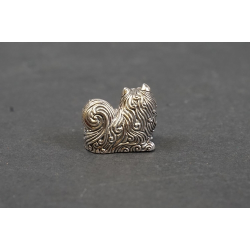 249 - Silver figure of a long haired cat, stamped Sterling