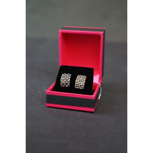 271 - Pair of silver and marcasite stud earrings stamped 925