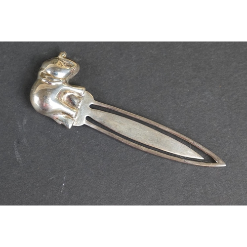 281 - Howard Jones silver bookmark with elephant finial