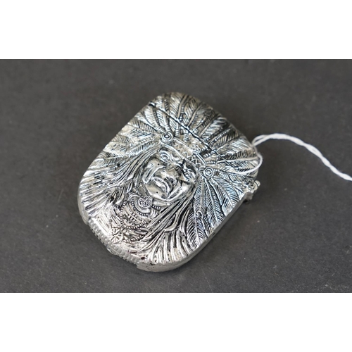 298 - Silver plated vesta case in the form of a native American