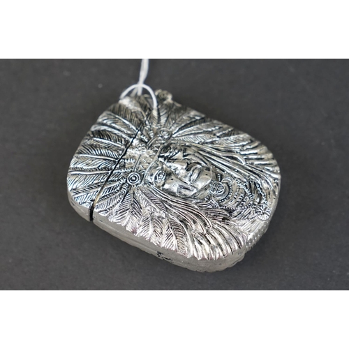 298 - Silver plated vesta case in the form of a native American