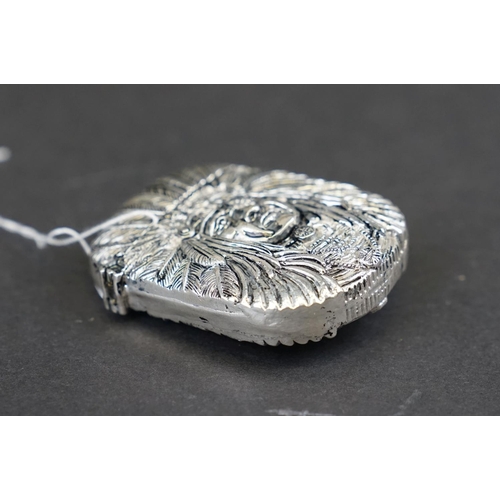 298 - Silver plated vesta case in the form of a native American