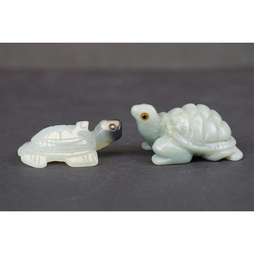 299 - Two carved Jade oriental ornaments of a Turtle and a Tortoise.