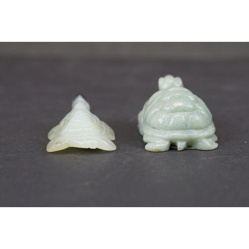 299 - Two carved Jade oriental ornaments of a Turtle and a Tortoise.