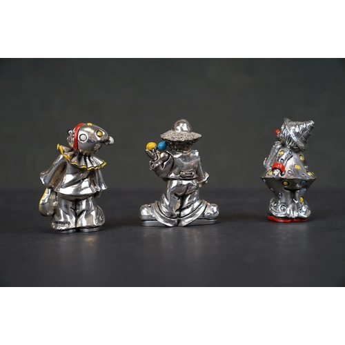 304 - A collection of four Argento 925 silver clown figures.