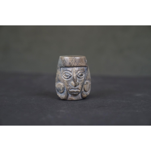 305 - Carved stone bust of a man, possibly Aztec