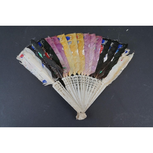 326 - A collection of vintage fans together with a oriental parasol.