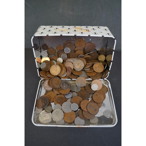 331 - Tin containing vintage mixed UK and other coinage