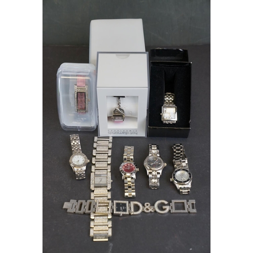 332 - Nine ladies watches to include D & G, Hot Diamonds etc