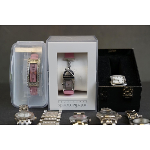 332 - Nine ladies watches to include D & G, Hot Diamonds etc