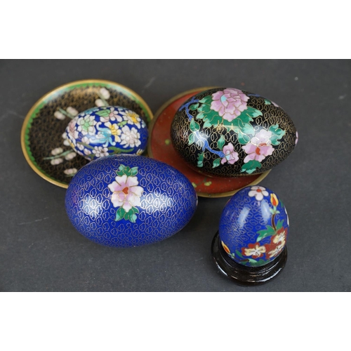 334 - Collection of Cloisonne eggs & pin dishes