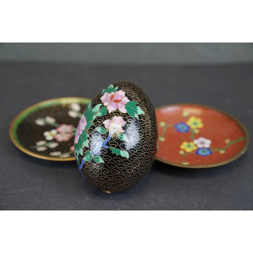 334 - Collection of Cloisonne eggs & pin dishes