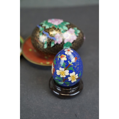 334 - Collection of Cloisonne eggs & pin dishes