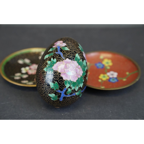 334 - Collection of Cloisonne eggs & pin dishes