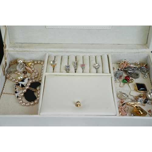 342 - Two jewellery boxes containing silver & costume jewellery