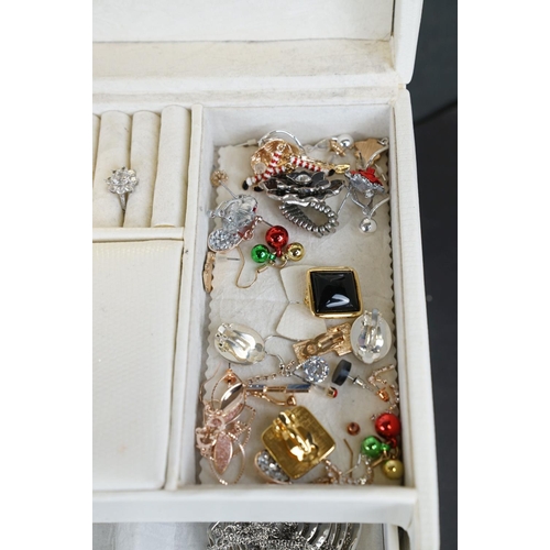 342 - Two jewellery boxes containing silver & costume jewellery