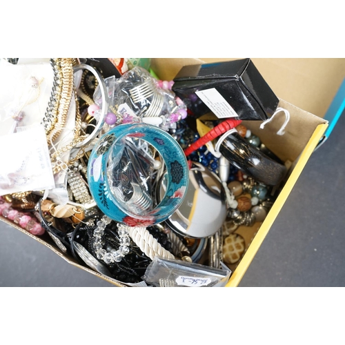 344 - A collection of mainly contemporary costume jewellery contained within four boxes.