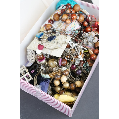 344 - A collection of mainly contemporary costume jewellery contained within four boxes.