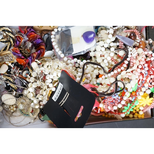 344 - A collection of mainly contemporary costume jewellery contained within four boxes.