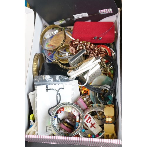 344 - A collection of mainly contemporary costume jewellery contained within four boxes.