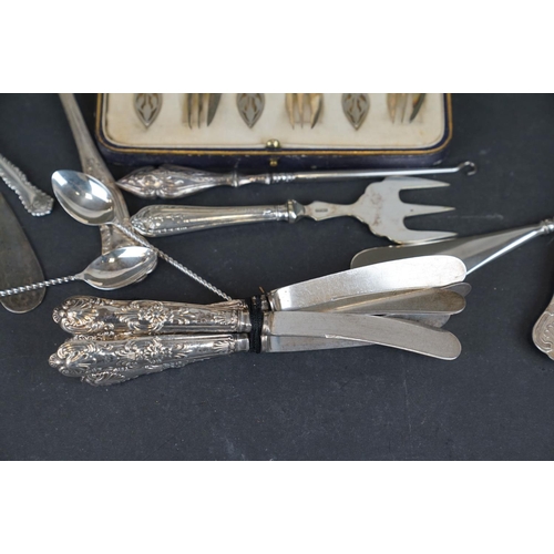 353 - A collection of sterling silver and silver plated cutlery to include a cased set of fully hallmarked... 