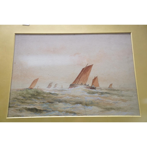 369 - Sailing boats in a choppy sea watercolour signed H Shield. Part of an extensive collection of items ... 