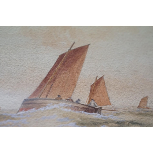 369 - Sailing boats in a choppy sea watercolour signed H Shield. Part of an extensive collection of items ... 