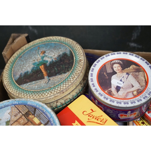 453 - A collection of vintage advertising tins to include biscuit, chocolate and tobacco examples.